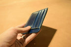 Handcrafted Oil Aniline Dyed Navy Blue Shell Cordovan Leather Cardholder