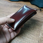 Handcrafted Dark Brown Shell Cordovan Leather Cardholder in Shell-Shape