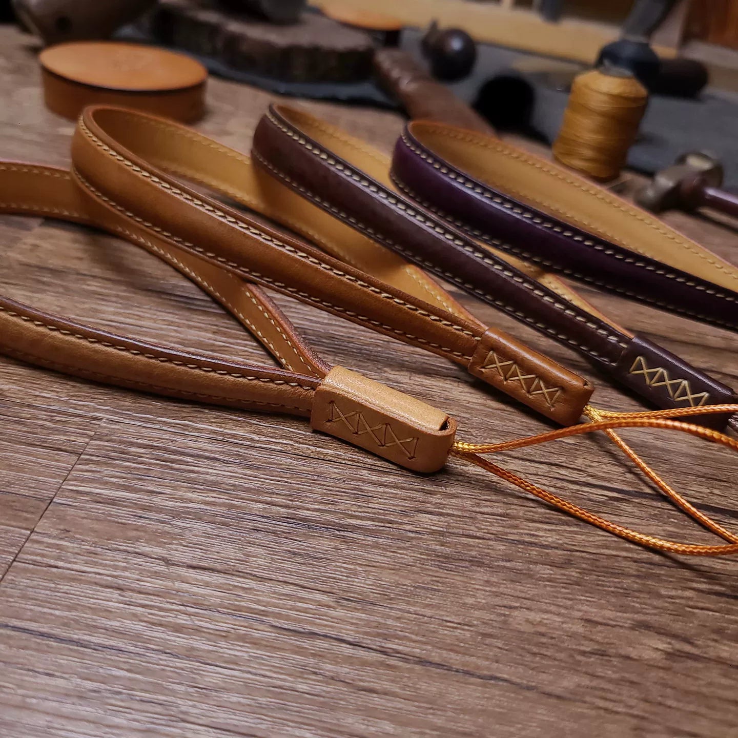 Handcrafted Italian Tuscany Vegetable-Tanned Leather Camera Wrist Strap