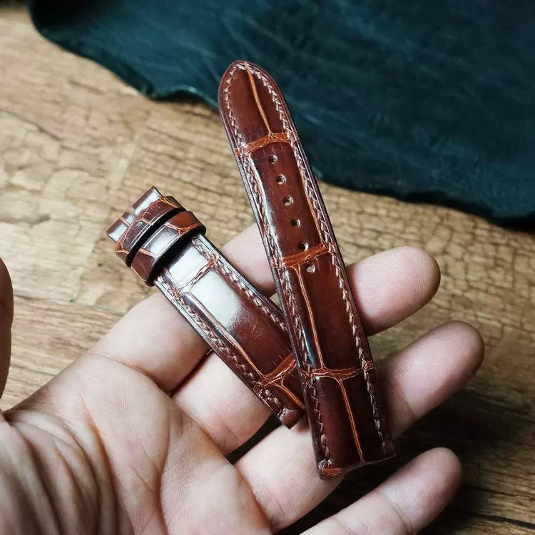 Handcrafted Dark Brown Alligator Watch Strap – HCP French Tannery Leather