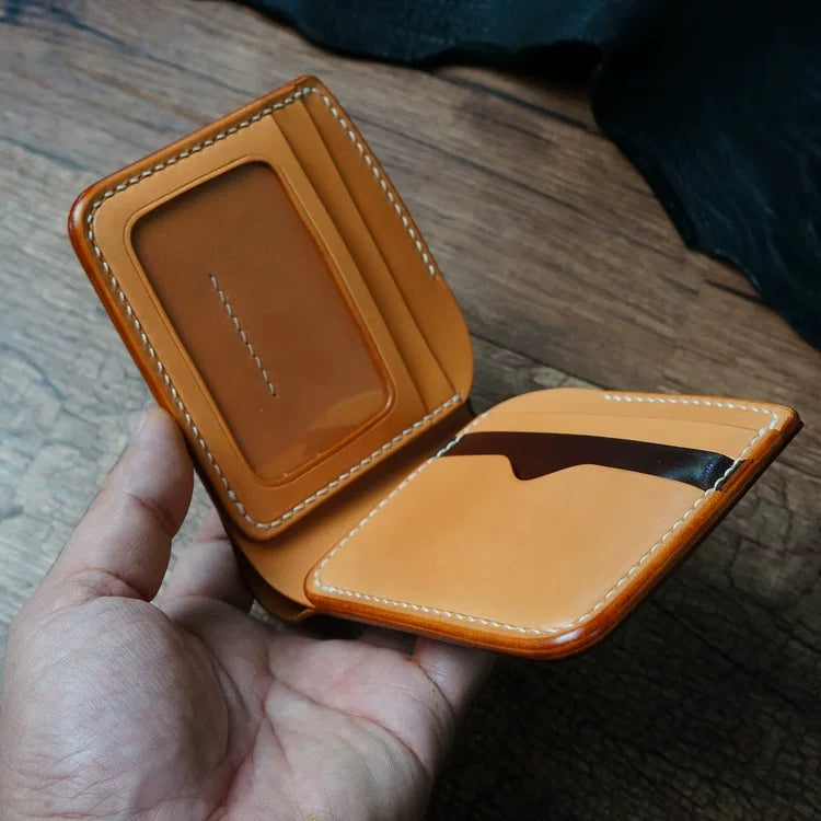 Handcrafted Chocolate Brown Shell Cordovan Leather Wallet with Italian Gattuso Oily Calfskin Lining