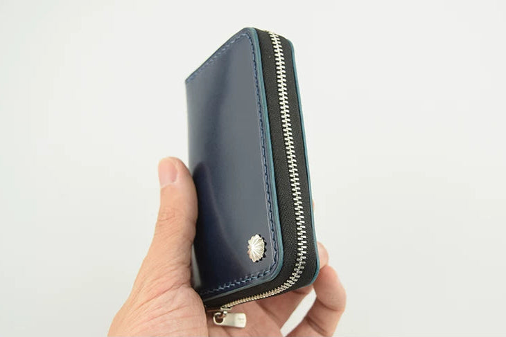 Handcrafted Oil Aniline Dyed Navy Blue Shell Cordovan Leather Wallet