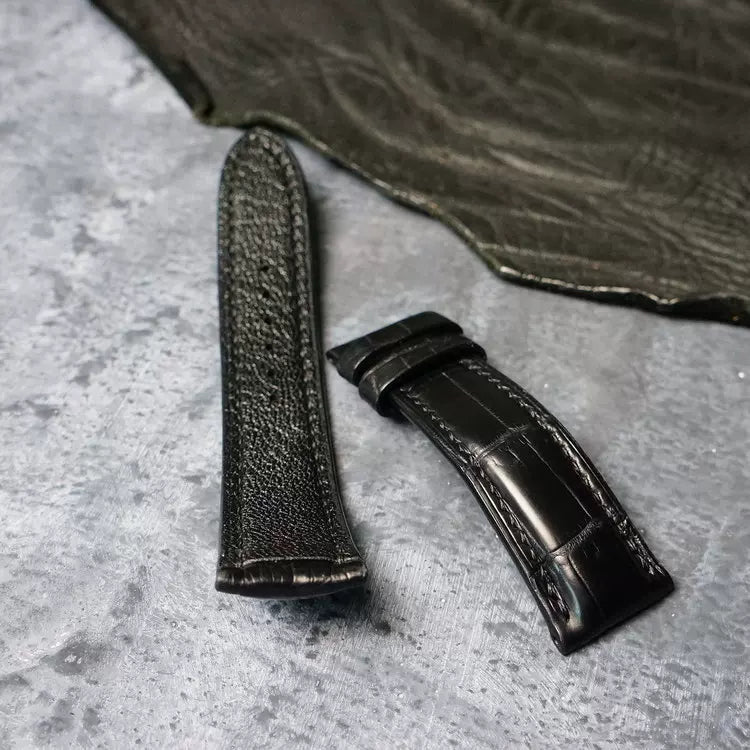 Handcrafted Black American Alligator Leather Watch Strap