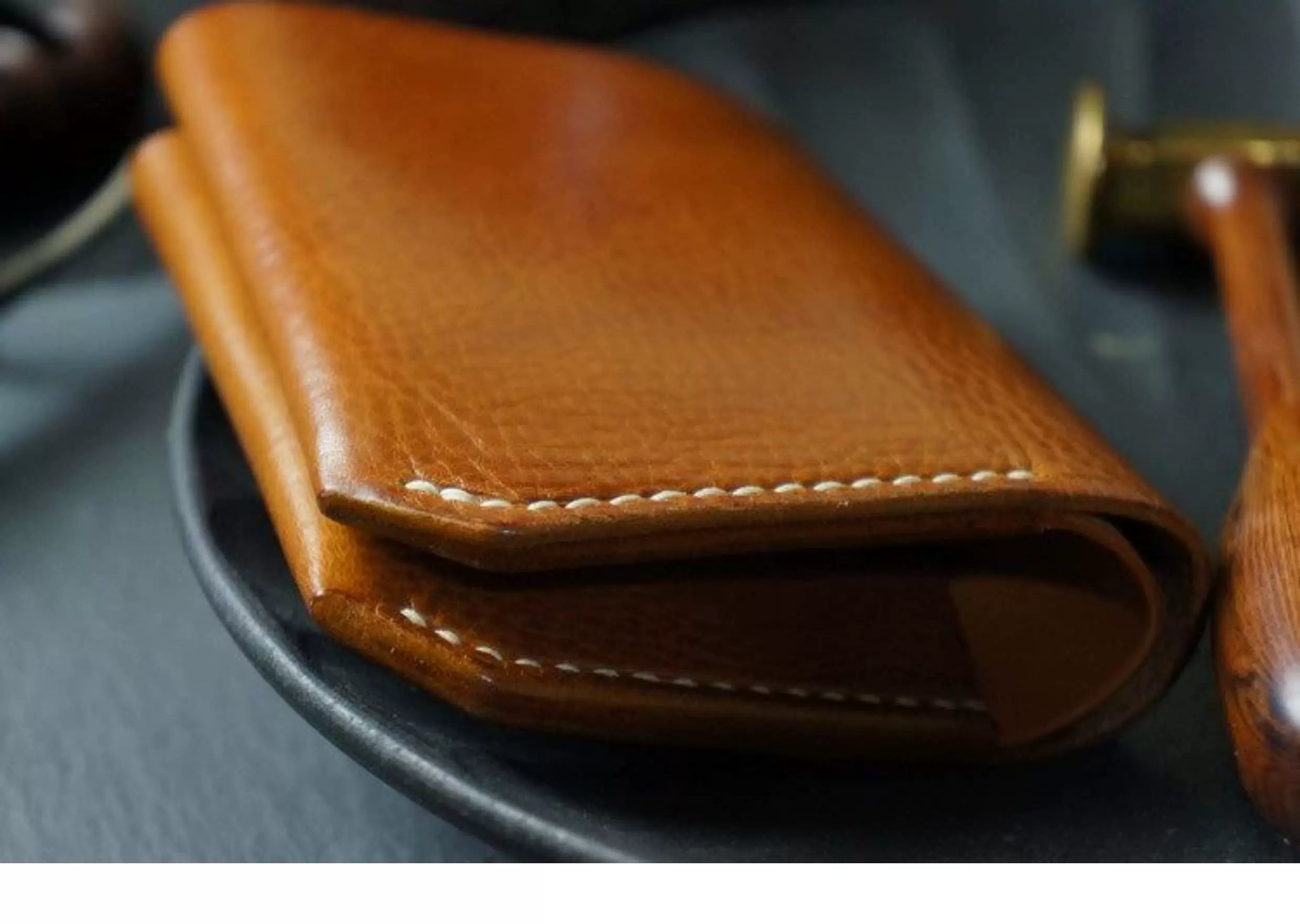 Handcrafted Italian Tuscany Stuffed Leather Wallet — With Natural Tumbled Grain & Rich Pull-Up