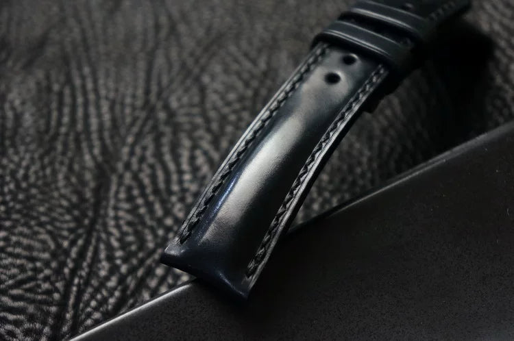 Handcrafted Black Horween Shell Cordovan Watch Strap