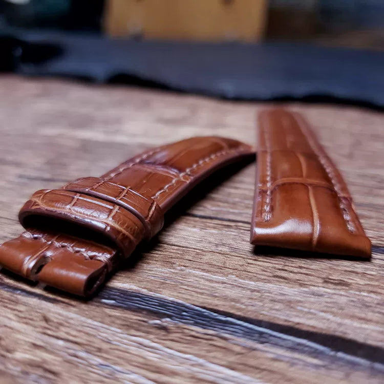 Handcrafted Saddle Brown Alligator Watch Strap – HCP French Tannery Leather