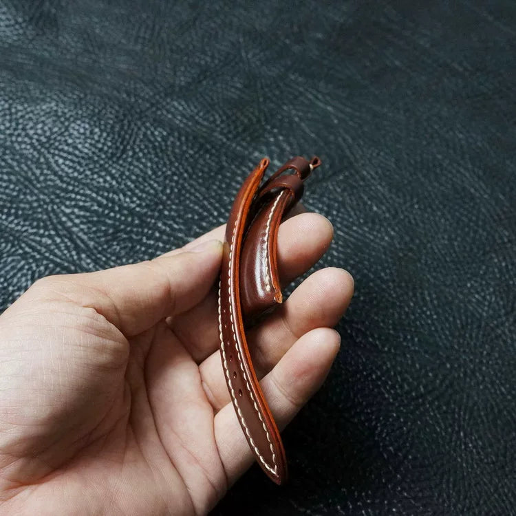 Handcrafted Chestnut Brown Shell Cordovan Leather Watch Strap