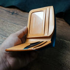 Handcrafted Navy Blue Shell Cordovan Leather Wallet with Italian Gattuso Oily Calfskin Lining