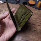 Handcrafted Olive Green Italian Pueblo Leather Card Holder