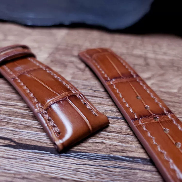 Handcrafted Saddle Brown Alligator Watch Strap – HCP French Tannery Leather