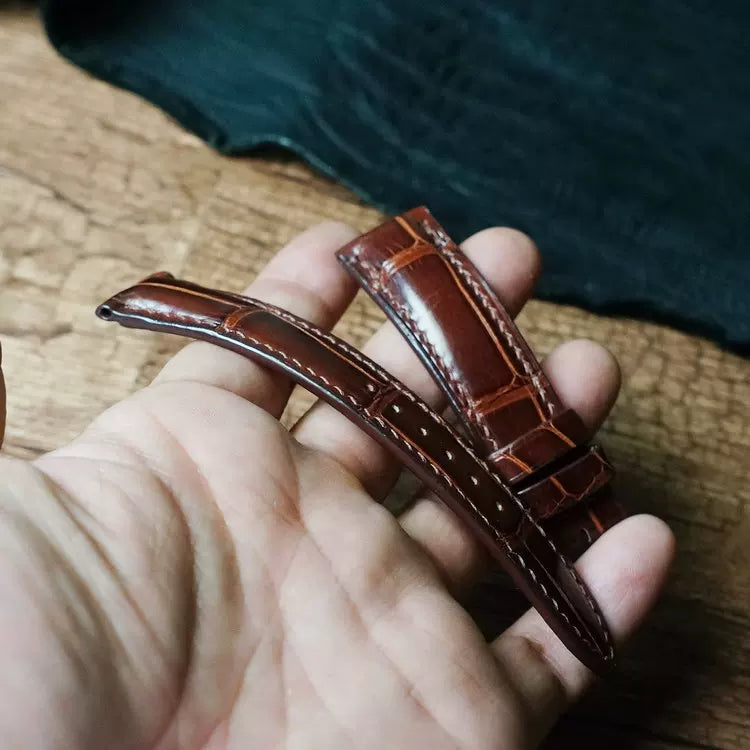 Handcrafted Dark Brown Alligator Watch Strap – HCP French Tannery Leather