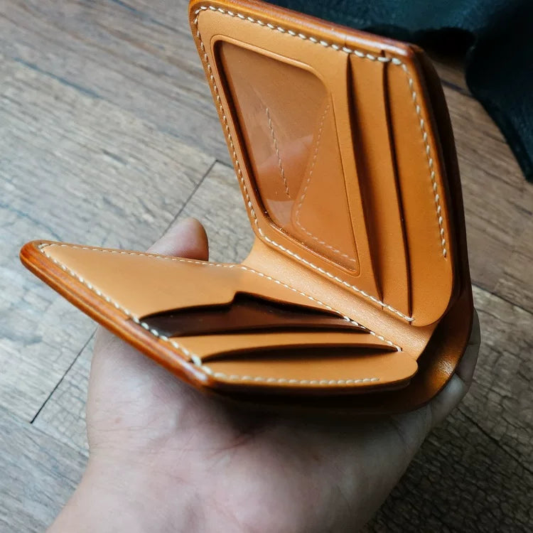 Handcrafted Chocolate Brown Shell Cordovan Leather Wallet with Italian Gattuso Oily Calfskin Lining
