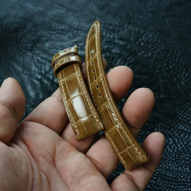 Handcrafted Golden Brown Alligator Watch Strap – HCP French Tannery Leather