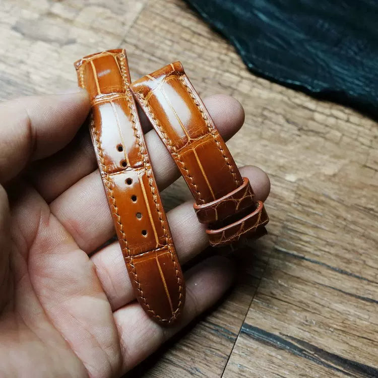 Handcrafted Ginger Alligator Watch Strap – HCP French Tannery Leather
