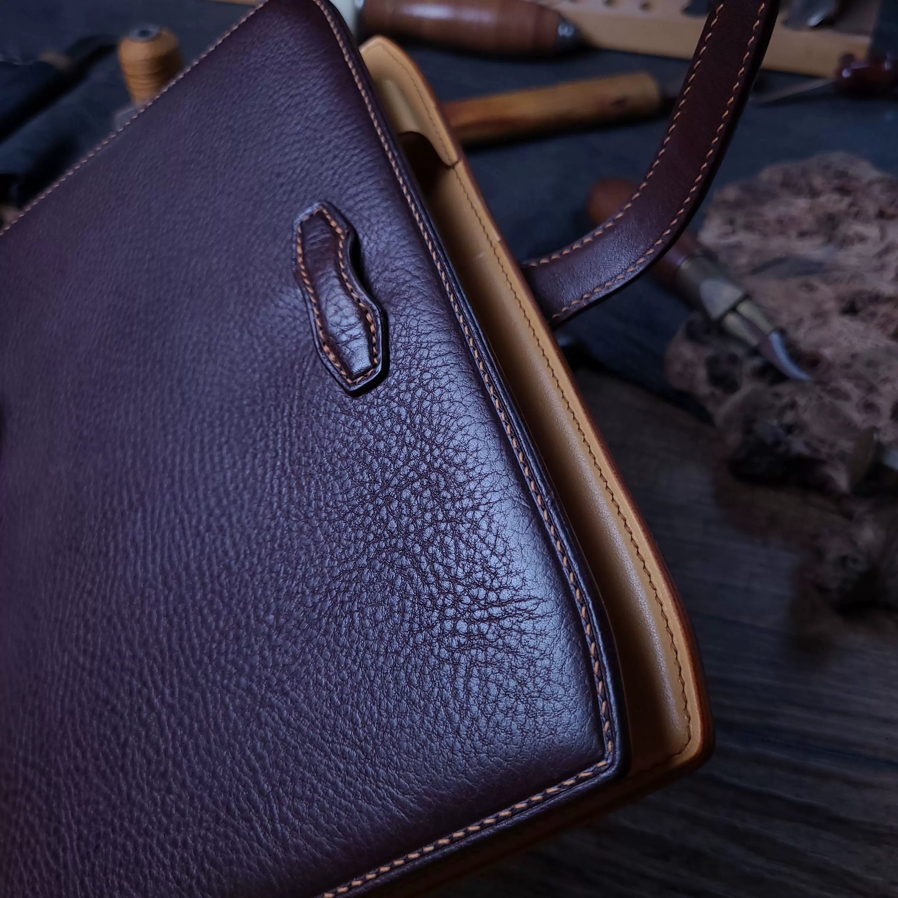 Handcrafted Burgundy Italian Tuscany Vegetable-Tanned Leather A5 Binder Journal