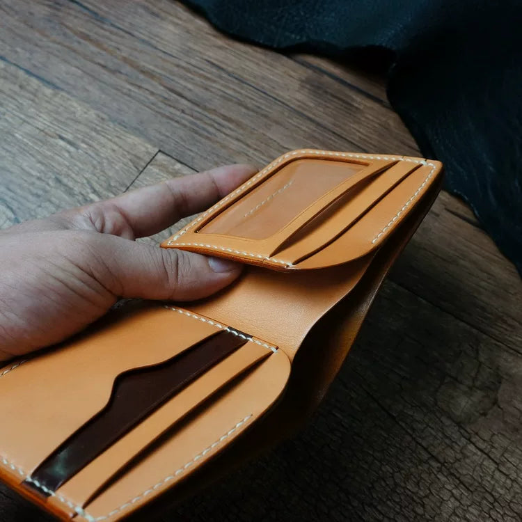 Handcrafted Chocolate Brown Shell Cordovan Leather Wallet with Italian Gattuso Oily Calfskin Lining