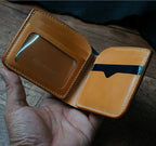 Handcrafted Navy Blue Shell Cordovan Leather Wallet with Italian Gattuso Oily Calfskin Lining