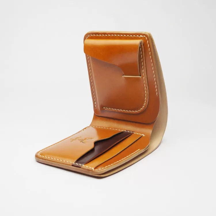 Handcrafted Oil Aniline Dyed Amber Shell Cordovan Leather Wallet