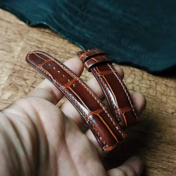 Handcrafted Dark Brown Alligator Watch Strap – HCP French Tannery Leather