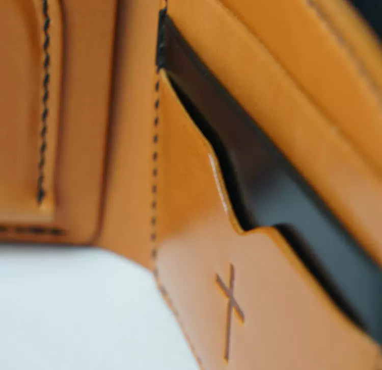 Handcrafted Agate Black Shell Cordovan Leather Wallet with Italian Gattuso Oily Calfskin Lining