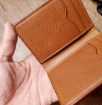 Handcrafted Italian Tuscany Stuffed Leather Cardholder With Natural Tumbled Grain & Rich Pull-Up
