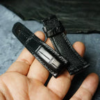 Handcrafted Black American Alligator Leather Watch Strap
