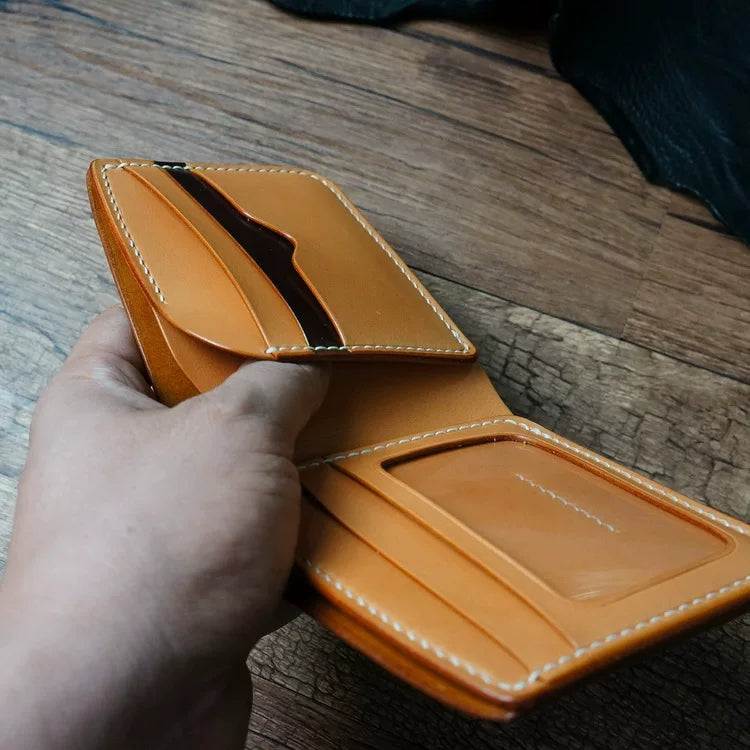 Handcrafted Chocolate Brown Shell Cordovan Leather Wallet with Italian Gattuso Oily Calfskin Lining
