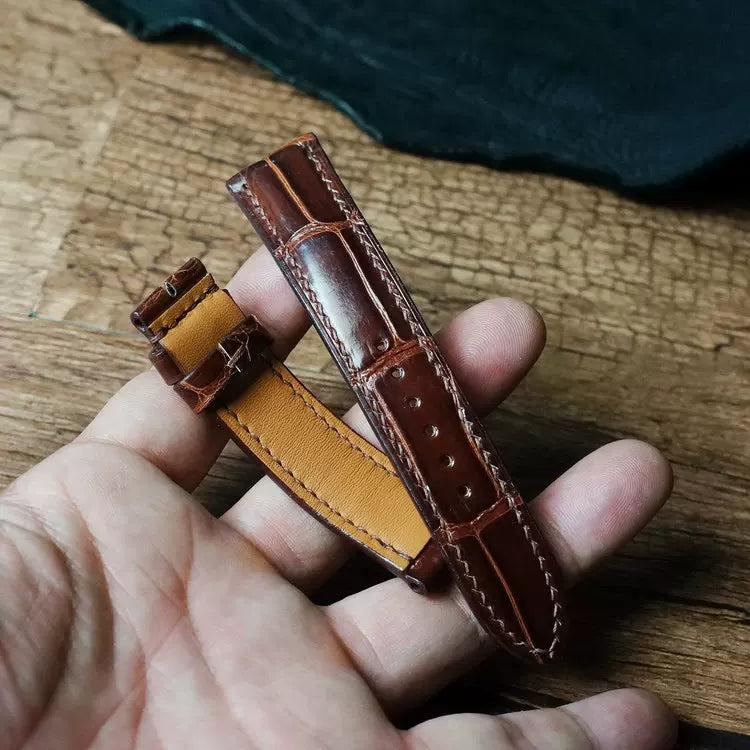 Handcrafted Dark Brown Alligator Watch Strap – HCP French Tannery Leather