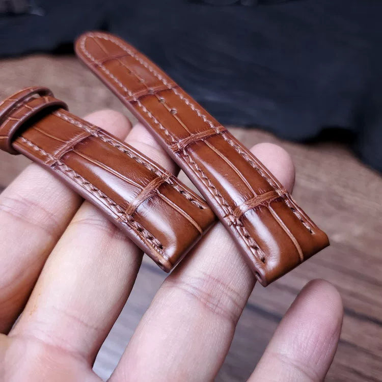 Handcrafted Saddle Brown Alligator Watch Strap – HCP French Tannery Leather