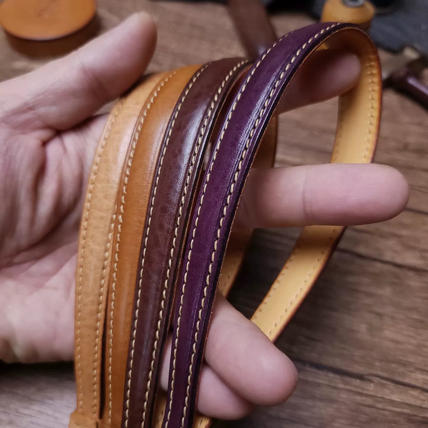 Handcrafted Italian Tuscany Vegetable-Tanned Leather Camera Wrist Strap