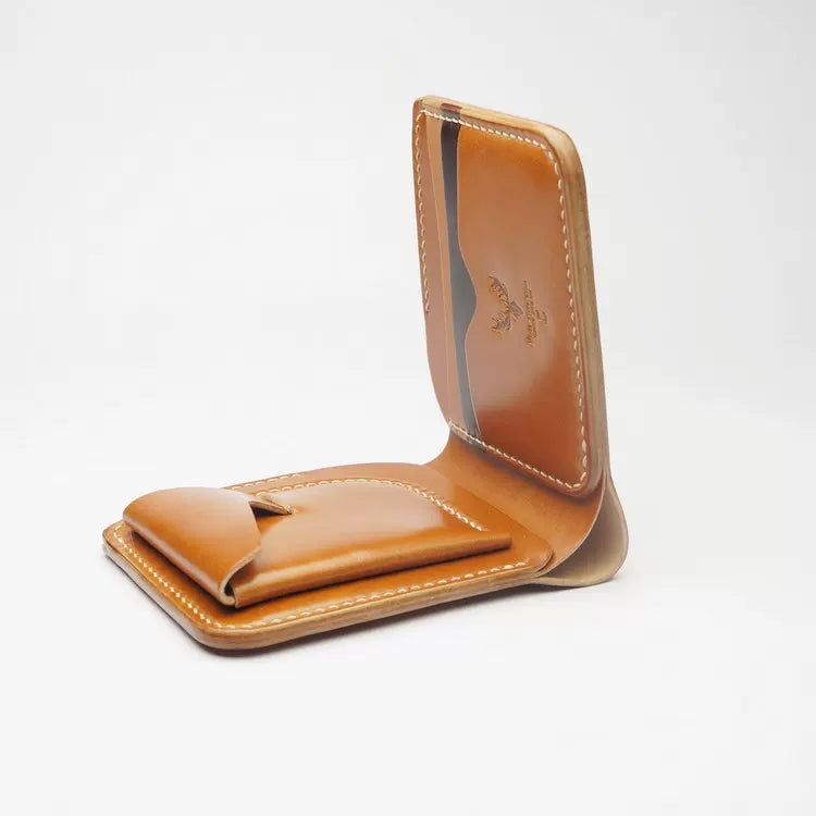 Handcrafted Oil Aniline Dyed Amber Shell Cordovan Leather Wallet