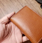 Handcrafted Italian Tuscany Stuffed Leather Cardholder With Natural Tumbled Grain & Rich Pull-Up