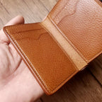 Handcrafted Italian Tuscany Stuffed Leather Cardholder With Natural Tumbled Grain & Rich Pull-Up