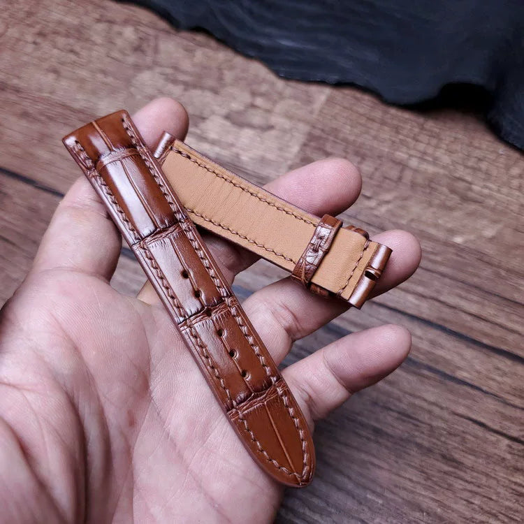 Handcrafted Saddle Brown Alligator Watch Strap – HCP French Tannery Leather