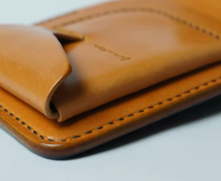 Handcrafted Agate Black Shell Cordovan Leather Wallet with Italian Gattuso Oily Calfskin Lining