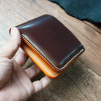 Handcrafted Chocolate Brown Shell Cordovan Leather Wallet with Italian Gattuso Oily Calfskin Lining