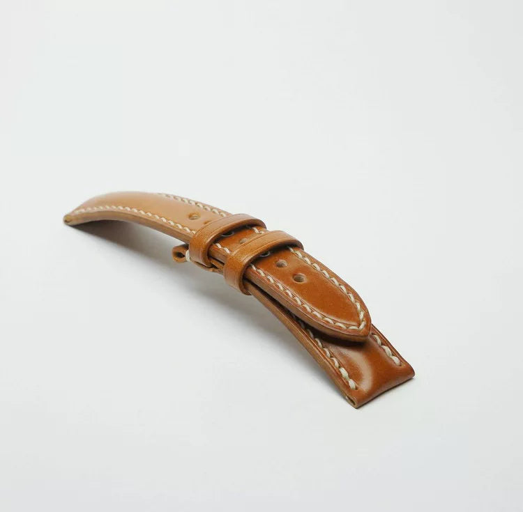 Handcrafted Amber Shell Cordovan Leather Watch Strap