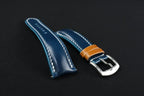Handcrafted Oil Aniline Dyed Navy Blue & Amber Shell Cordovan Leather Watch Strap