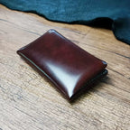 Handcrafted Dark Brown Shell Cordovan Leather Cardholder in Shell-Shape