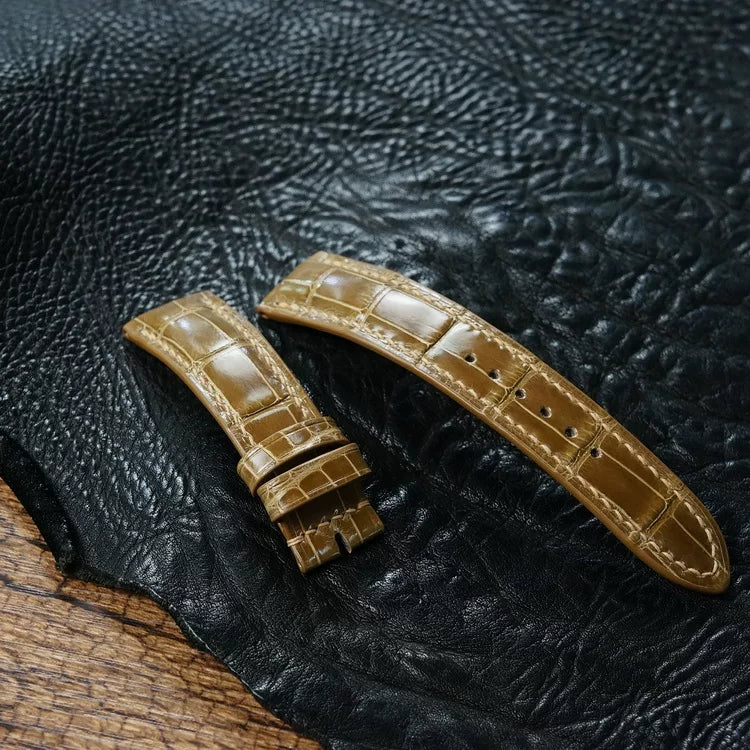 Handcrafted Golden Brown Alligator Watch Strap – HCP French Tannery Leather