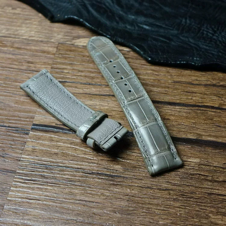 Handcrafted Dove Gray American Alligator Leather Watch Strap