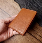 Handcrafted Italian Tuscany Stuffed Leather Cardholder With Natural Tumbled Grain & Rich Pull-Up