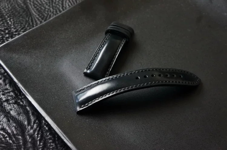 Handcrafted Black Horween Shell Cordovan Watch Strap