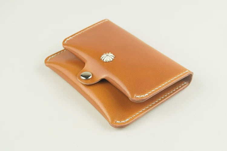 Handcrafted Oil Aniline Dyed Ginger Shell Cordovan Leather Cardholder