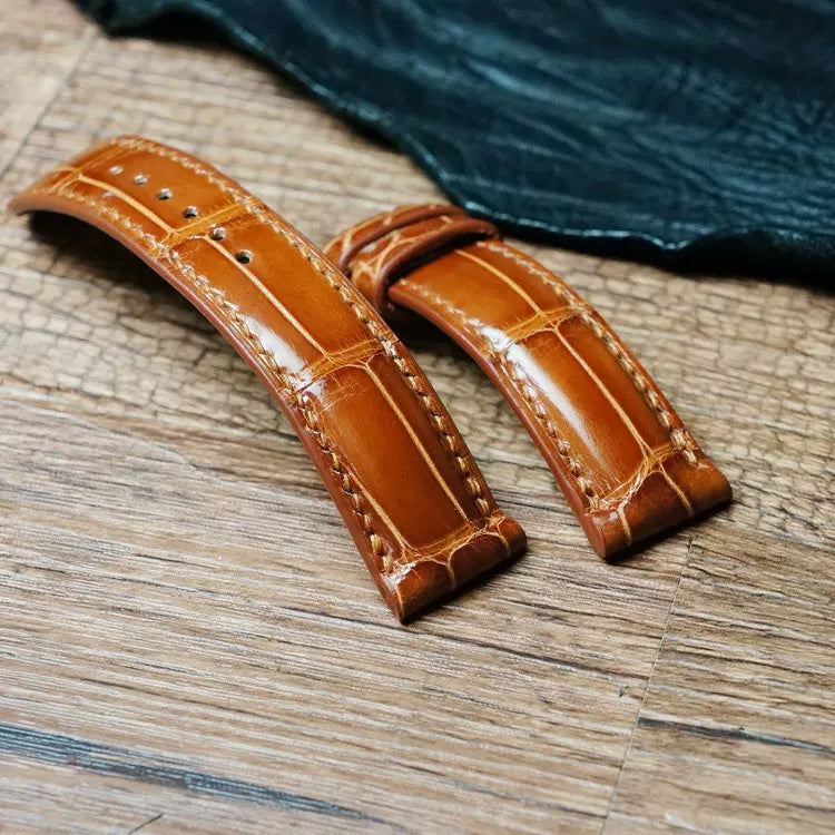 Handcrafted Ginger Alligator Watch Strap – HCP French Tannery Leather