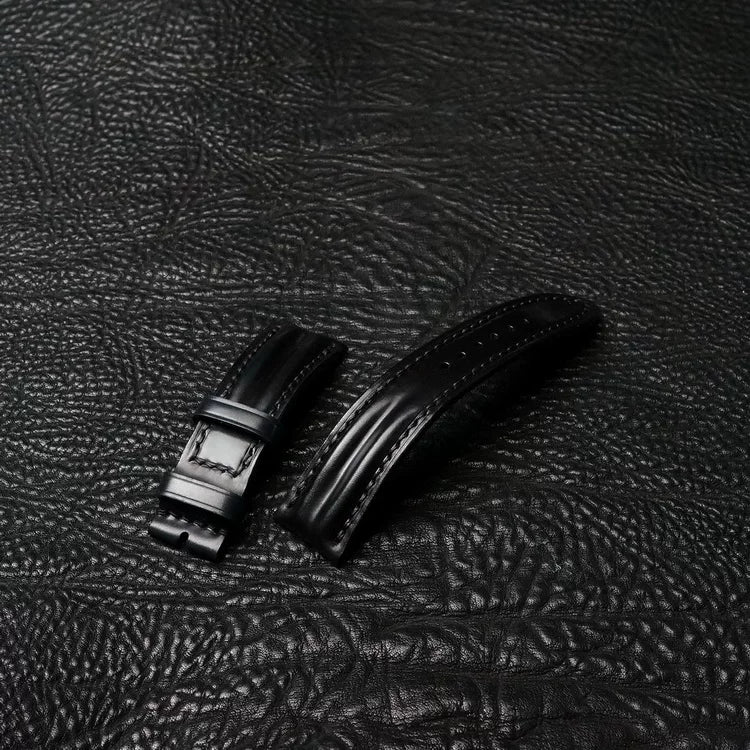 Handcrafted Black Shell Cordovan Watch Strap with Double Padding