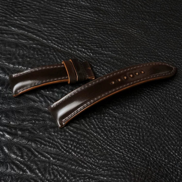 Handcrafted Chocolate Brown Horween Shell Cordovan Watch Strap