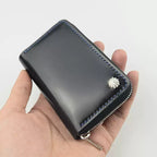 Handcrafted Oil Aniline Dyed Black Shell Cordovan Leather Wallet