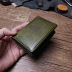Handcrafted Olive Green Italian Pueblo Leather Card Holder