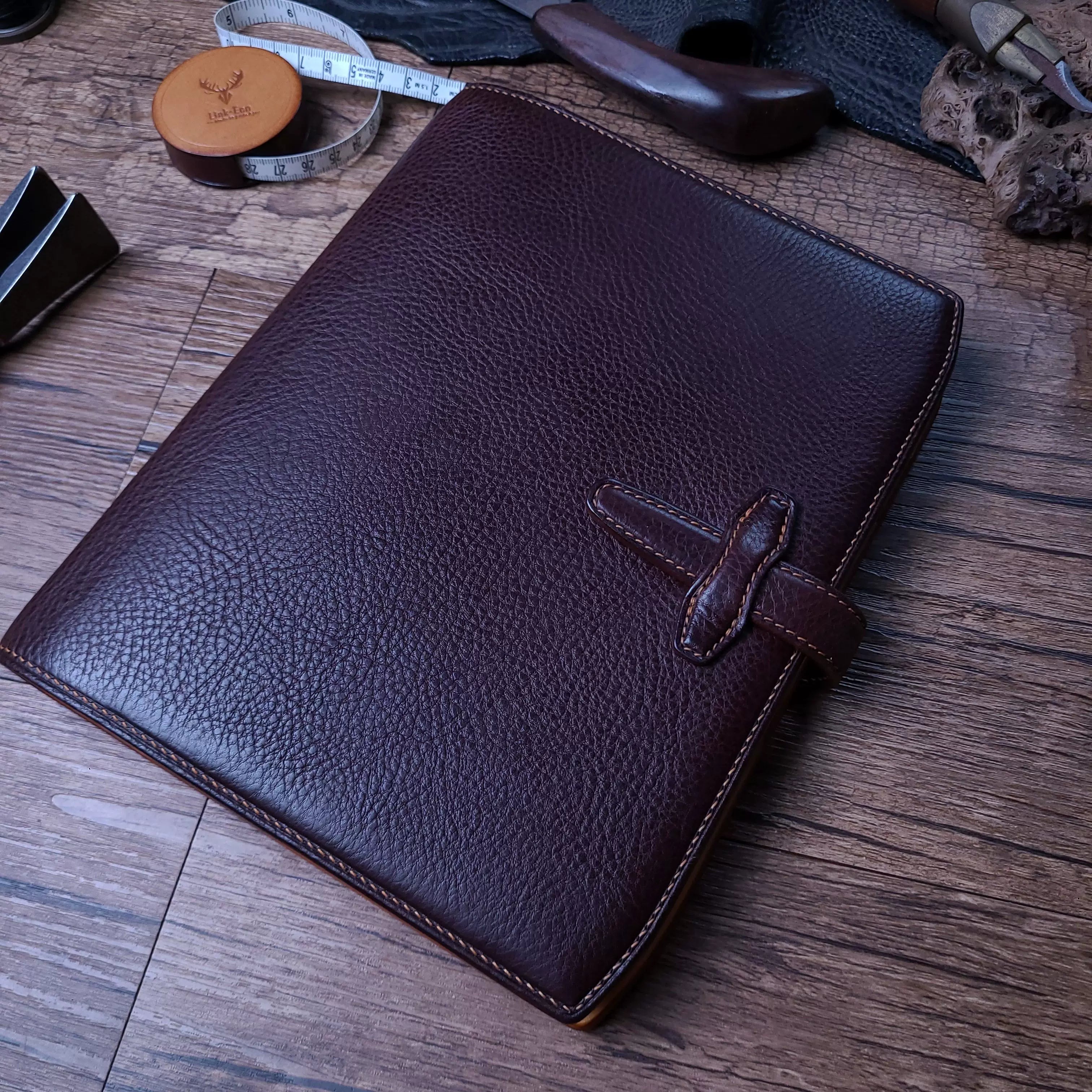 Handcrafted Burgundy Italian Tuscany Vegetable-Tanned Leather A5 Binder Journal